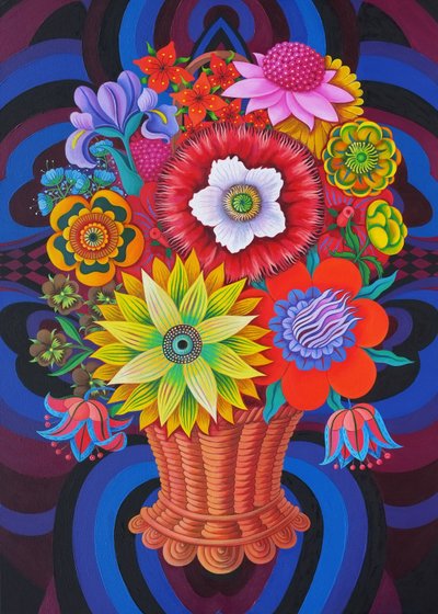 Blüten in einem Korb, 2013 von Jane Tattersfield